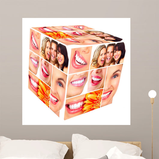 Woman Smile Cube Collage Wall Decal
