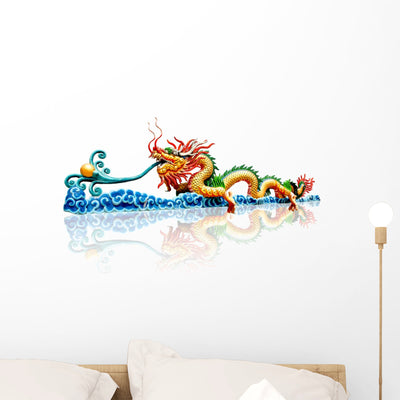 Chinese Dragon Wall Decal shown on a wall