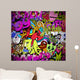 Graffiti wall art background. Hip-hop style seamless texture pat Wall Mural