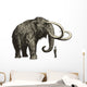 A huge mammoth in front of a little man Wall Decal