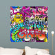 Graffiti wall. Urban art vector background. Seamless texture Wall Mural