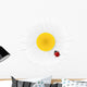Chamomile flower and ladybird isolated on white background. Vect Wall Decal