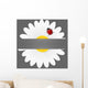 Chamomile flower and ladybird isolated on grey background.  Wall Mural