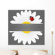 Chamomile flower and ladybird isolated on grey background.  Wall Mural