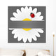 Chamomile flower and ladybird isolated on grey background.  Wall Mural