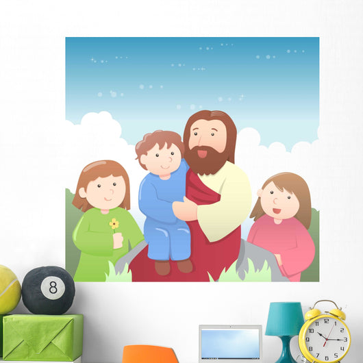 Jesus with Kids Cartoon Wall Mural
