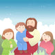 Jesus with Kids Cartoon Wall Mural