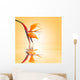 Bird of paradise, orange background Wall Mural