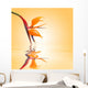 Bird of paradise, orange background Wall Mural
