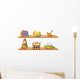 Two Wooden Shelves with Wall Stickers