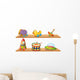 Two Wooden Shelves with Wall Stickers