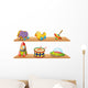 Two Wooden Shelves with Wall Stickers