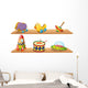 Two Wooden Shelves with Wall Stickers