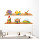 Two Wooden Shelves with Wall Stickers