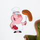 Pig Chef Holding A Fork With Roasted Steak Wall Decal