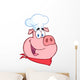 Happy Pig Chef Head Wall Decal
