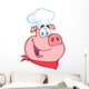 Happy Pig Chef Head Wall Decal