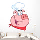 Happy Pig Chef Head Wall Decal