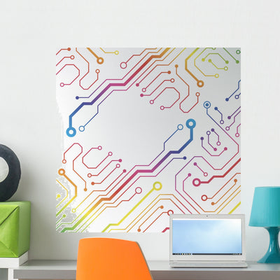 Circuit Board Background Eps10 shown on a wall