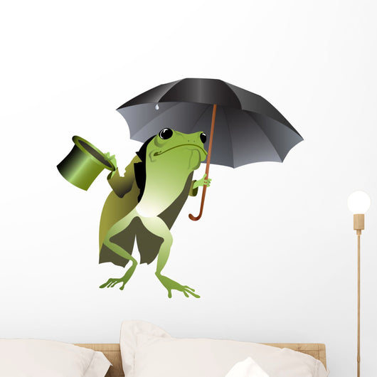 Frog with a Black Umbrella Wall Decal