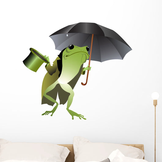 Frog with a Black Umbrella Wall Decal
