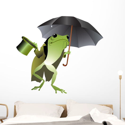 Frog with a Black Umbrella Wall Decal