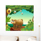 Bear with Three Bees Wall Mural
