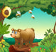 Bear with Three Bees Wall Mural