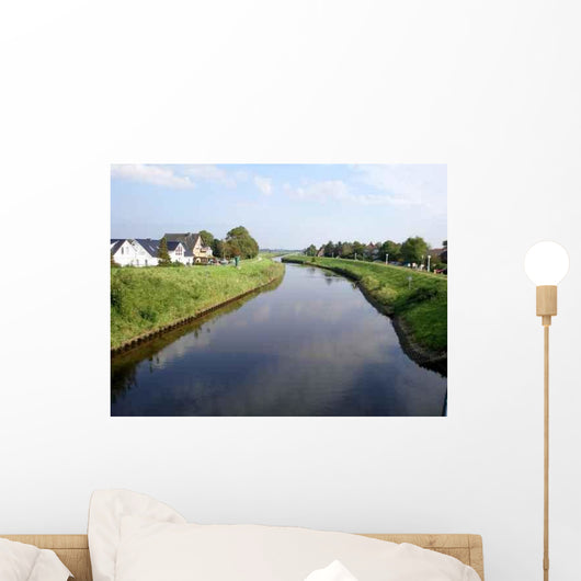 River Cutting Through Small Town Wall Decal