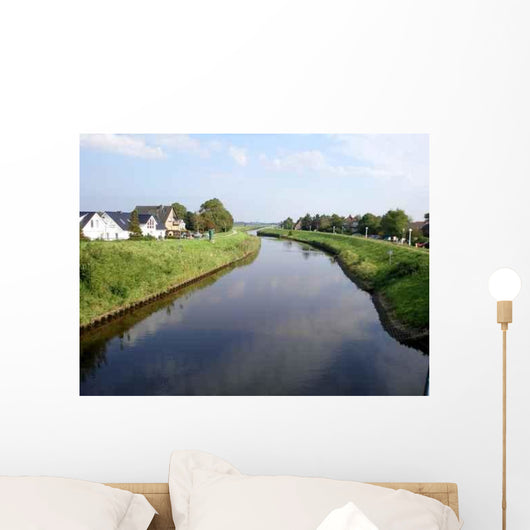 River Cutting Through Small Town Wall Decal