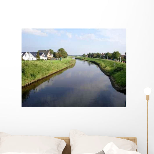 River Cutting Through Small Town Wall Decal