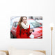Young Woman Showing Car