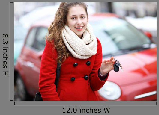 Young Woman Showing Car