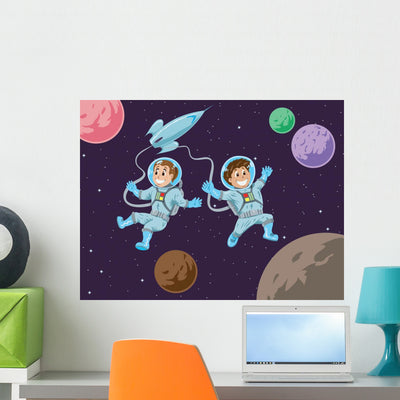 Kids Space Wall Mural shown on a wall