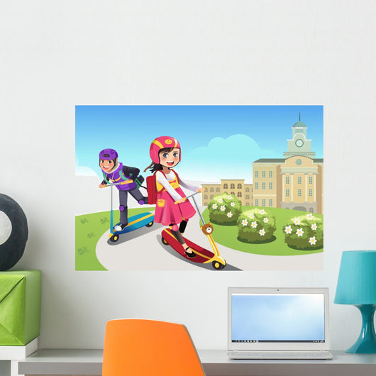 Kids Riding Scooter