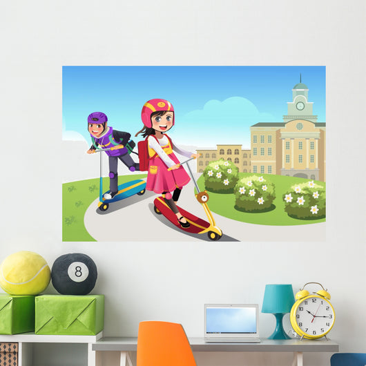 Kids Riding Scooter