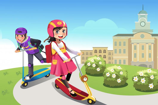 Kids Riding Scooter