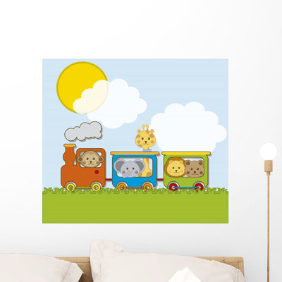 Animals Wall Mural shown on a wall