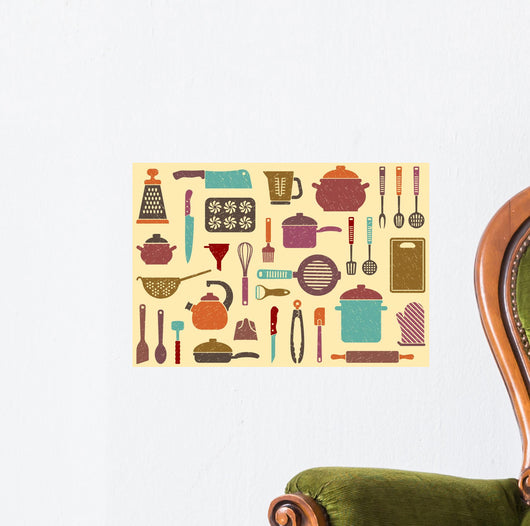 With Kitchen Ware Wall Decal