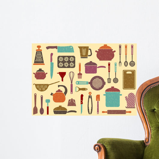 With Kitchen Ware Wall Decal