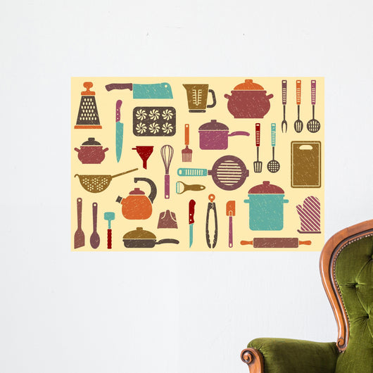 With Kitchen Ware Wall Decal