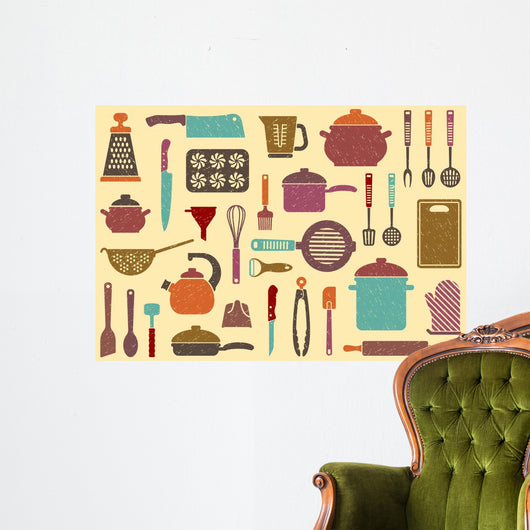 With Kitchen Ware Wall Decal