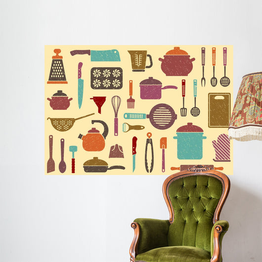 With Kitchen Ware Wall Decal
