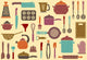 With Kitchen Ware Wall Decal