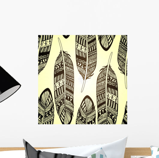 Seamless Feather Vector Pattern Wall Decal