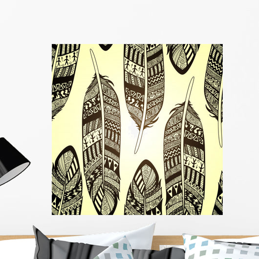 Seamless Feather Vector Pattern Wall Decal