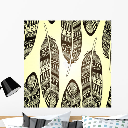 Seamless Feather Vector Pattern Wall Decal