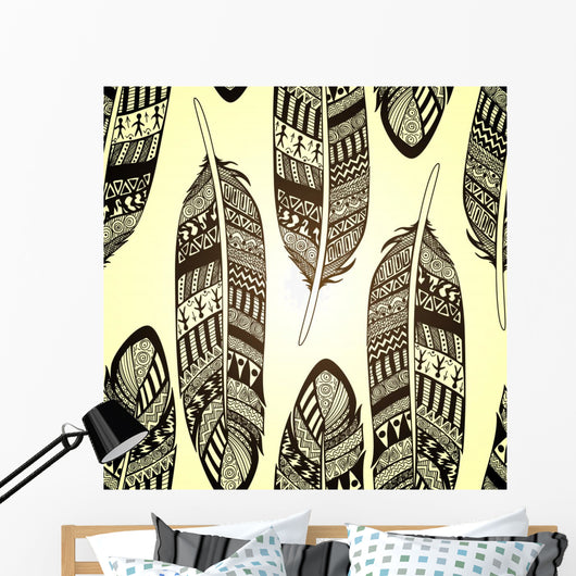 Seamless Feather Vector Pattern Wall Decal