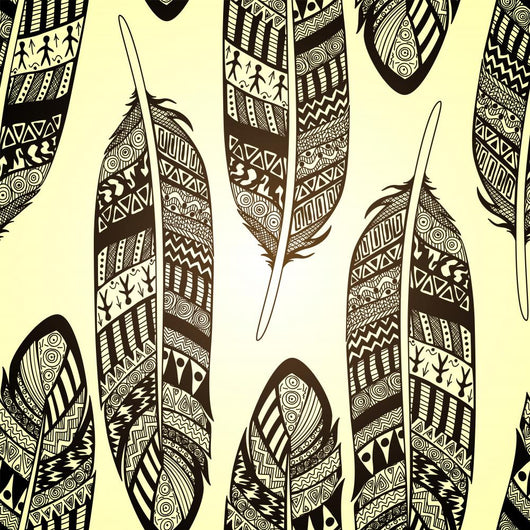 Seamless Feather Vector Pattern Wall Decal