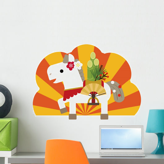 Hakuba of horse year and Kadomatsu Wall Decal